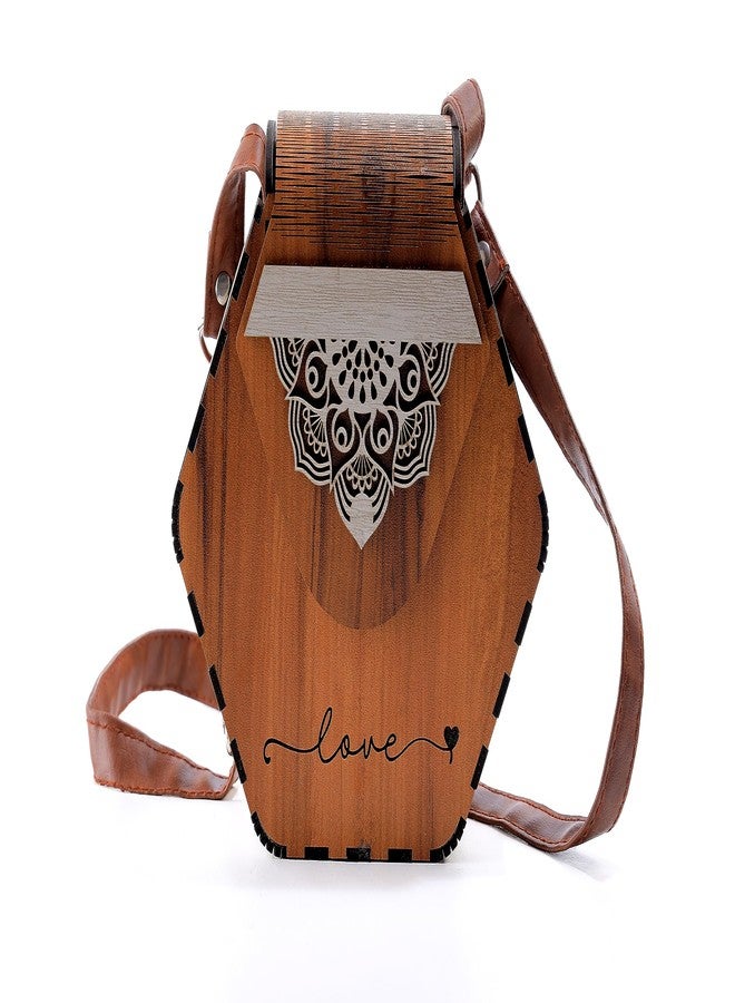 Adrohai Wooden Clutch Bags for Women Wooden Purse Clutch Bag Ladies Wallet Wooden Lightweight Unique Purse Handbags for Women Girls One Shoulder Cross Body Bag Women (Brown) - Image 1